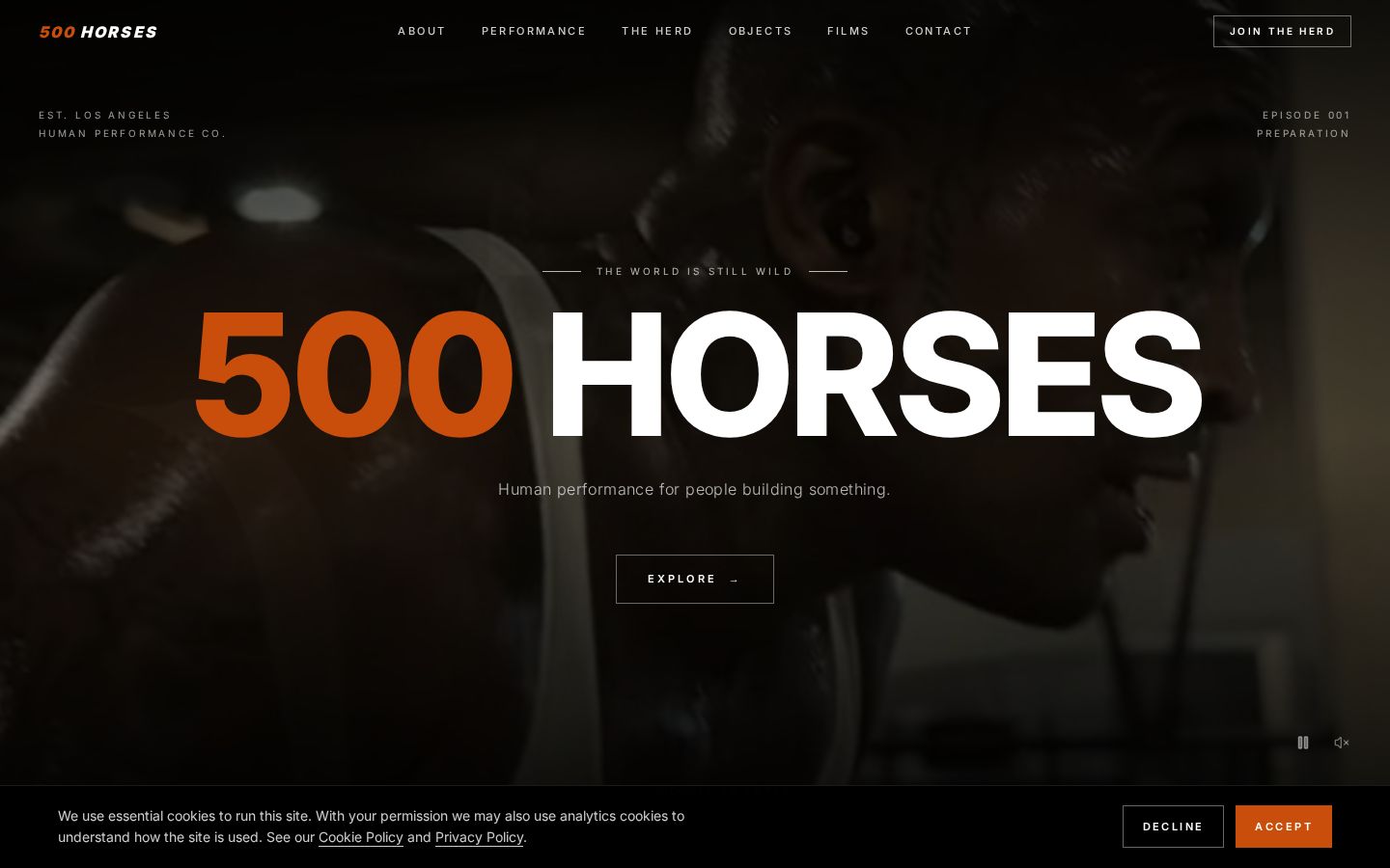 The 500 Horses website homepage screenshot
